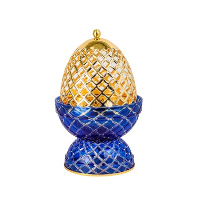 Show details for Crystal Egg Blue Gold Large Burner Picture of Crystal Egg Blue Gold Large Burner