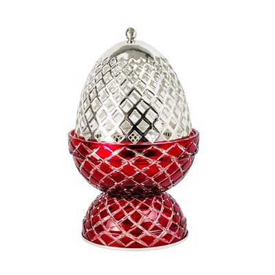 Show details for Crystal Egg Red Silver Large Burner Picture of Crystal Egg Red Silver Large Burner