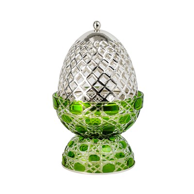 Show details for Crystal Egg Green Silver Large Burner Picture of Crystal Egg Green Silver Large Burner
