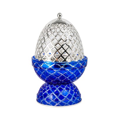 Show details for Crystal Egg Blue Silver Large Burner Picture of Crystal Egg Blue Silver Large Burner