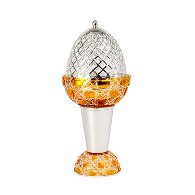 Show details for Crystal Egg With Feet Yelow Silver Burner Picture of Crystal Egg With Feet Yelow Silver Burner