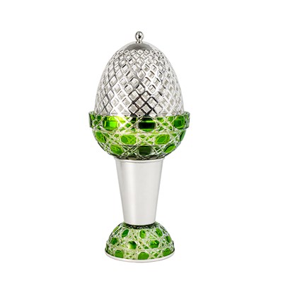 Show details for Crystal Egg With Feet Green Silver Burner Picture of Crystal Egg With Feet Green Silver Burner