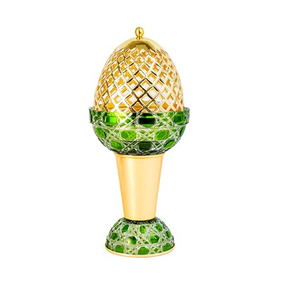 Show details for Crystal Egg With Feet Green Gold Burner Picture of Crystal Egg With Feet Green Gold Burner