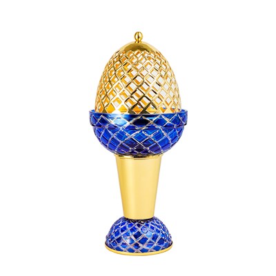 Show details for Crystal Egg With Feet Blue Gold Burner Picture of Crystal Egg With Feet Blue Gold Burner