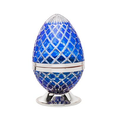 Show details for Crystal Egg Blue Silver Large Burner Picture of Crystal Egg Blue Silver Large Burner
