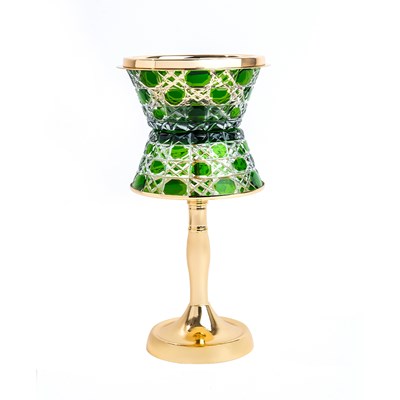 Show details for Crystal With Feet Green Gold Burner Picture of Crystal With Feet Green Gold Burner