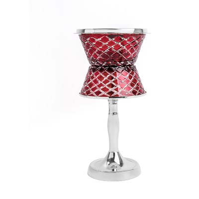 Show details for Crystal With Feet Red Silver Burner Picture of Crystal With Feet Red Silver Burner