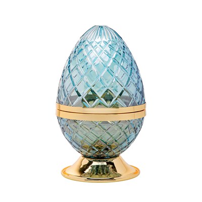 Show details for Crystal Egg Skyblue Gold Burner Picture of Crystal Egg Skyblue Gold Burner