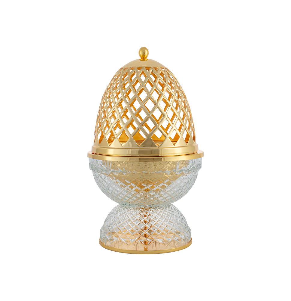Crystal Egg Clear Gold Mob Large Burner
