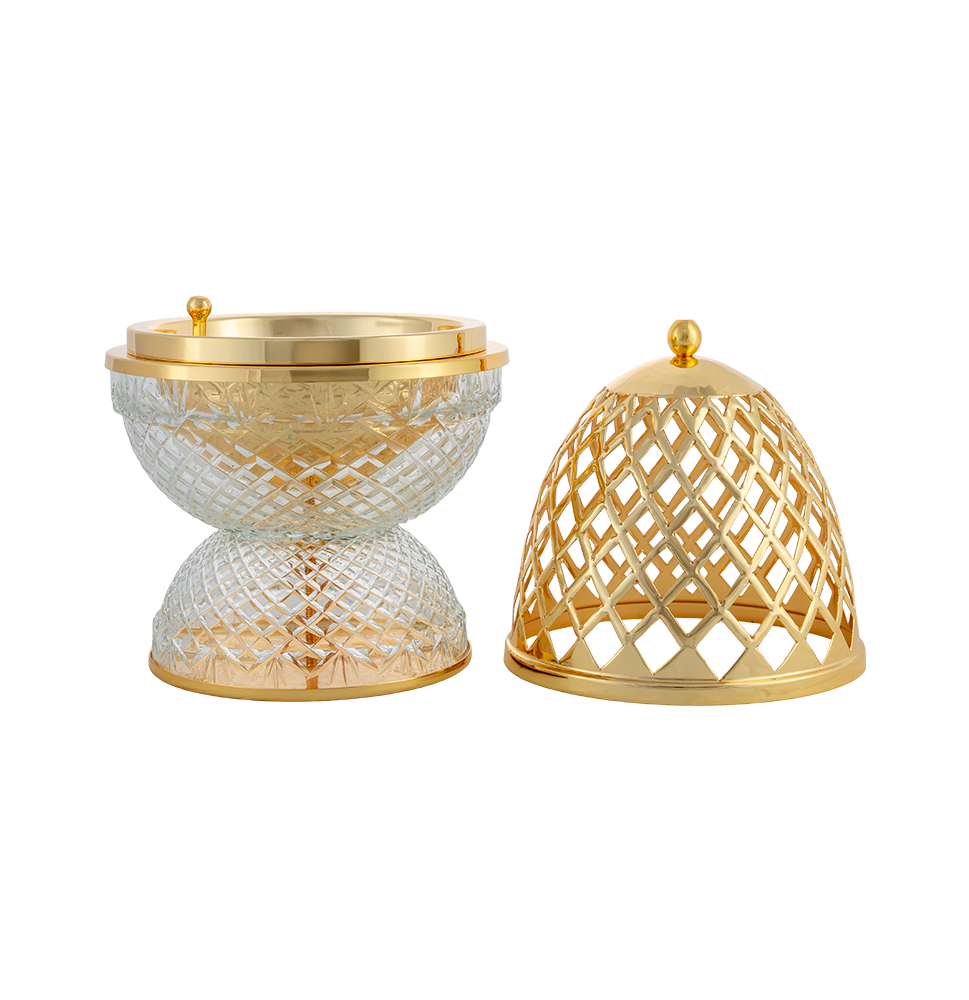 Crystal Egg Clear Gold Mob Large Burner