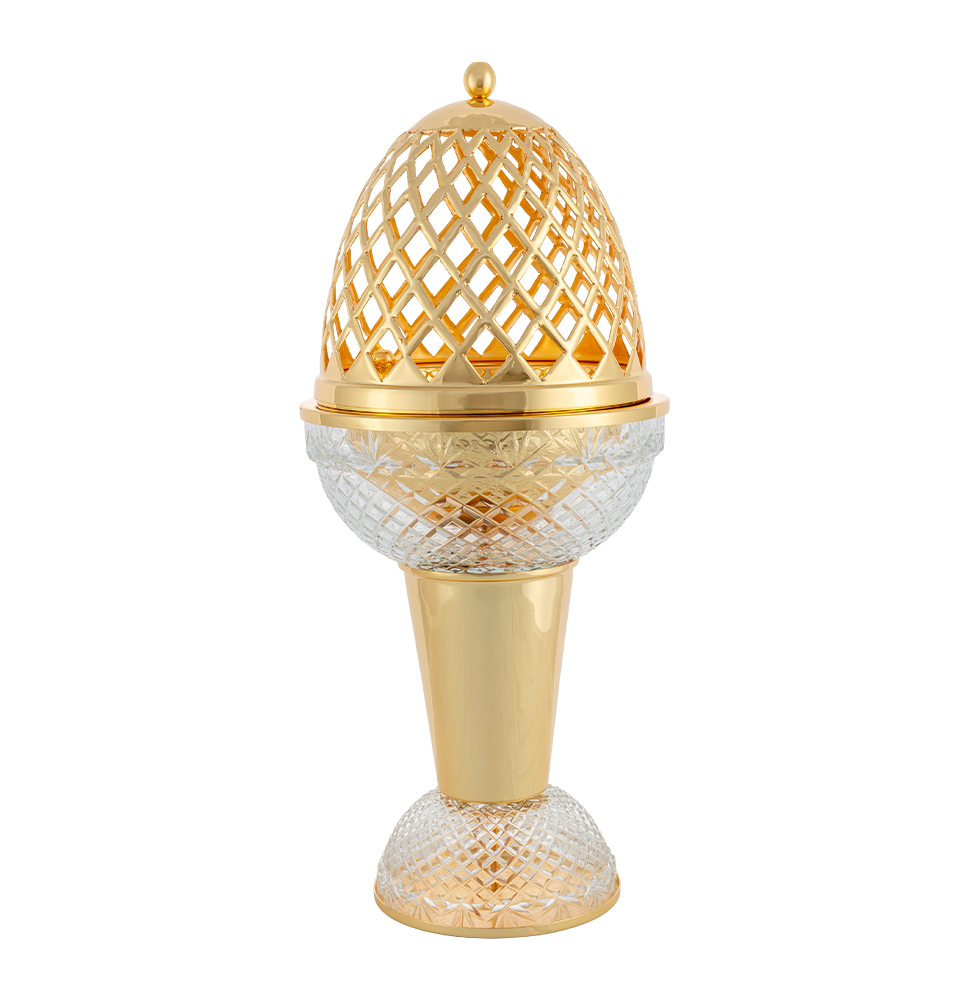 Crystal Egg With Feet Clear Gold Mob Burner