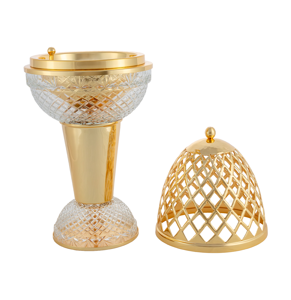 Crystal Egg With Feet Clear Gold Mob Burner