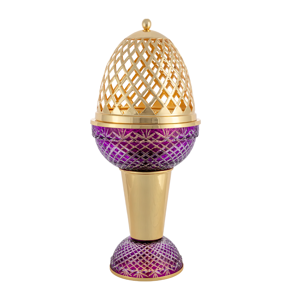 Crystal Egg With Feet Purple Gold Burner
