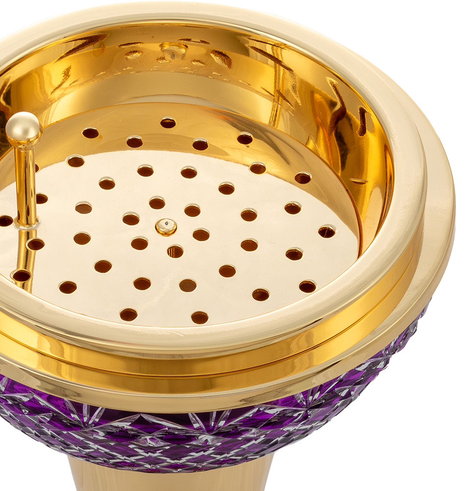 Crystal Egg With Feet Purple Gold Burner
