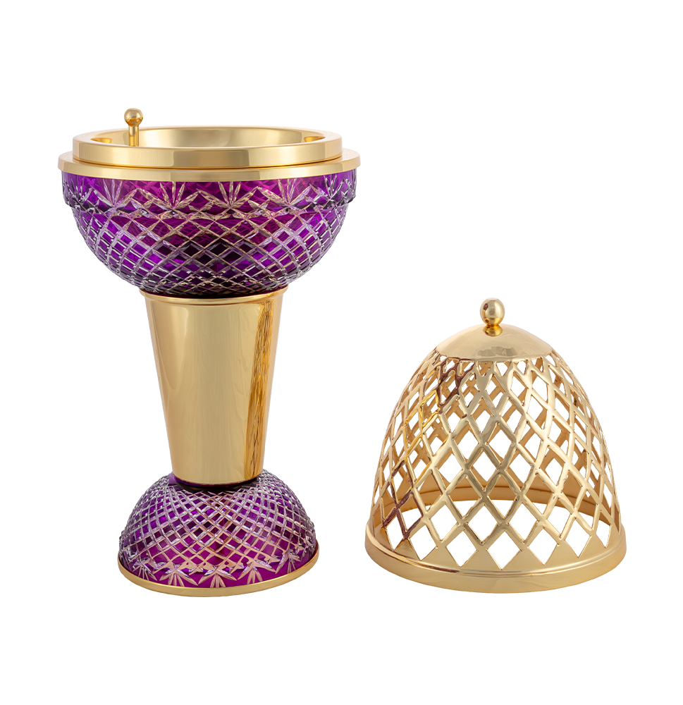 Crystal Egg With Feet Purple Gold Burner
