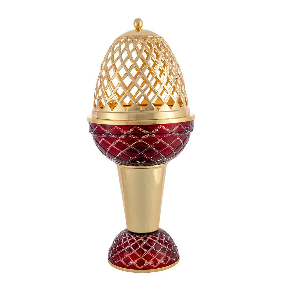 Crystal Egg With Feet Red Gold Mob Burner