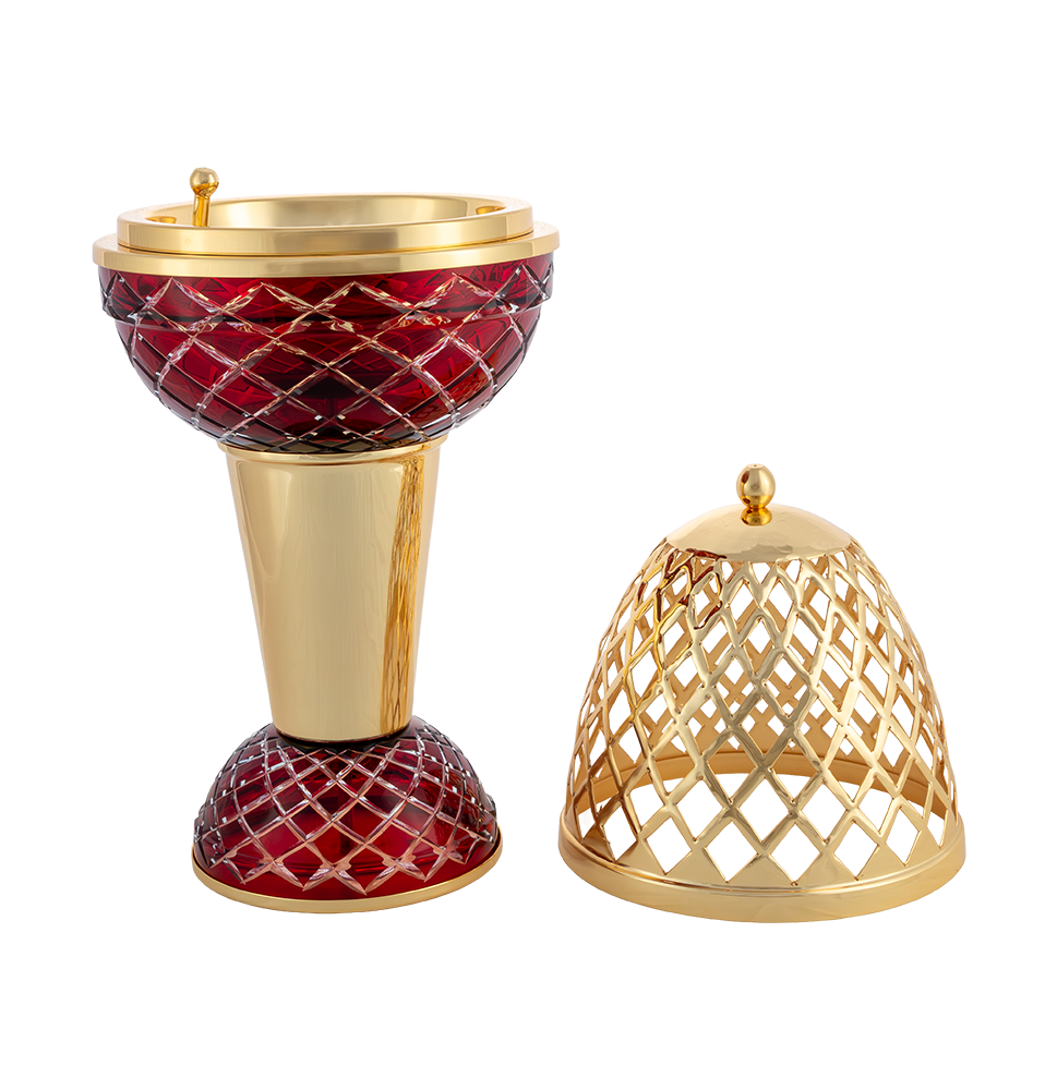Crystal Egg With Feet Red Gold Mob Burner